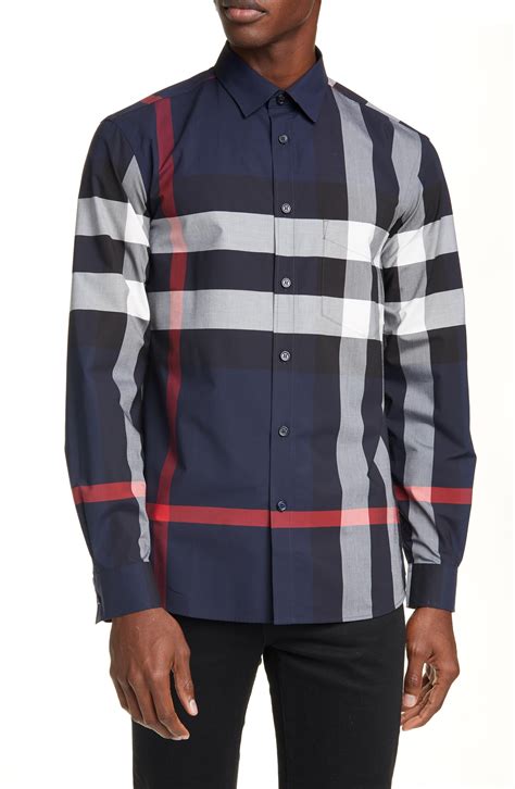 burberry blue button up|Burberry button up men's.